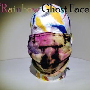 Hand-dyed 100% Cotton Pleated Face Covering - “Rainbow Ghost”